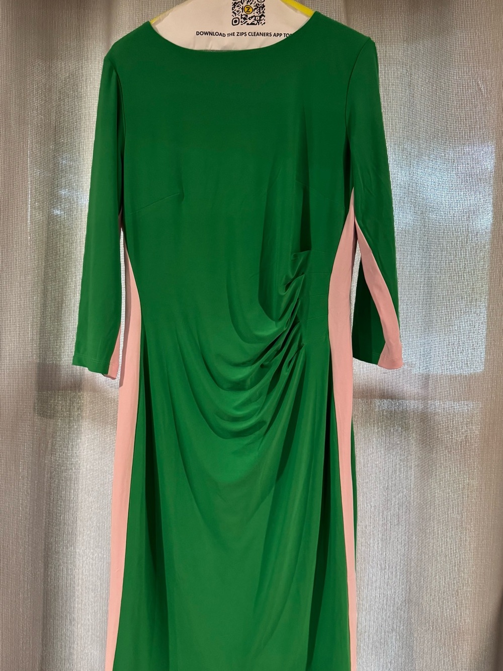 Kasper Green Dress with Pink Side Panels